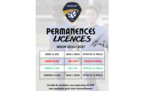 Permanences licences 2026/2027